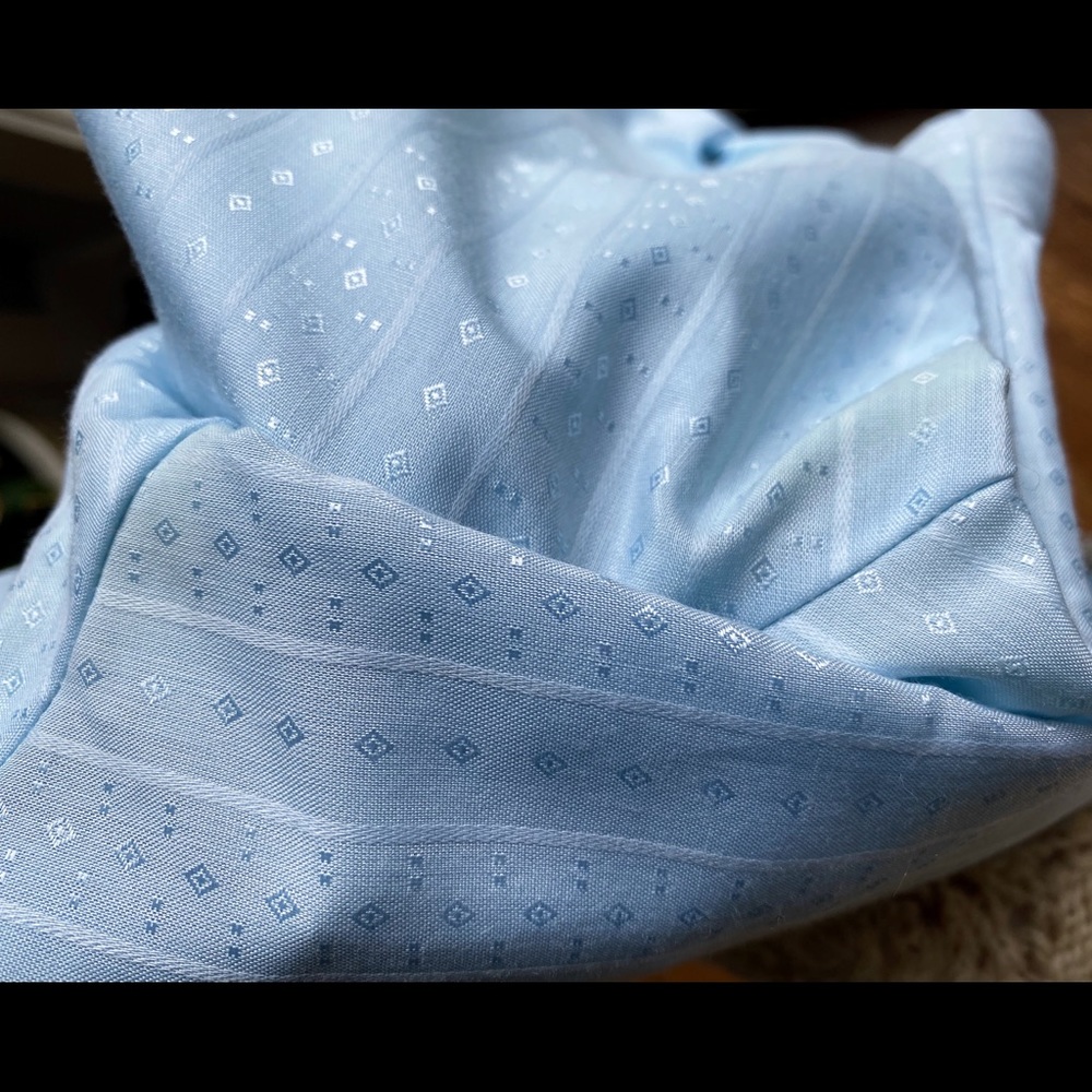 70s VTG light blue floral cottage core collar button up blouse - Picture 7 of 8